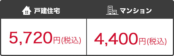 戸建住宅5,720円(税込)マンション4,４00円(税込)